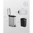 thumbnail image 5 of SONGMICS Cubo de Basura para Baño con Tapa de Acero Inoxidable y Pedal, 5 of 5