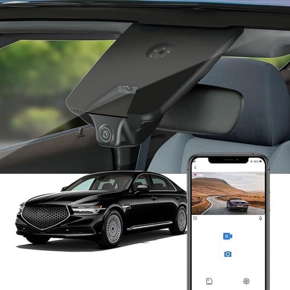 Fitcamx 4K Dash Cam Compatible with Genesis G90 2017-2022 3.3T Premium 5.0L Ultimate (D2010), OEM Style, Built-in WiFi & APP, 64GB Card