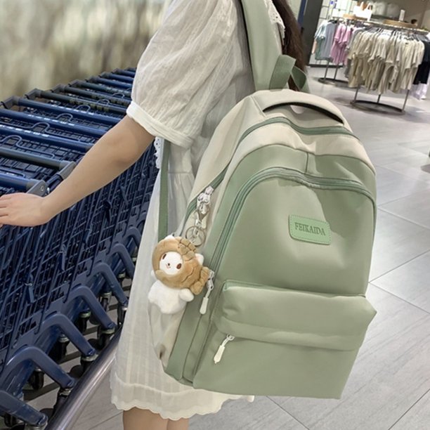 Mujeres Campus Mochila Correa ajustable Ocio Viajes Bolso al aire libre (Verde)
