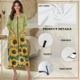 thumbnail image 6 of Yuyamidu Retro Sunflower Womens Zipper Robe Long Lightweight Bathrobe Green Sleepwear Gown Trendy Long Sleeve Robes for Women Plus Size 4XL Ladies Lounge Dresses with Pockets, 6 of 7