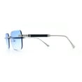 thumbnail image 6 of Mens Luxury Urban Gangster Beveled Rimless Rectangle Sunglasses Silver - Blue, 6 of 8