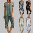 thumbnail image 1 of Sentmoon Ensemble de Détente 2 Pcs Robe de Nuit Col Rond pour Femmes Été Manches Courtes avec Imprimé Pyjama Post-Partum Décontracté avec Poches Léger pour Brunch de Fin de Semaine S, 1 of 9