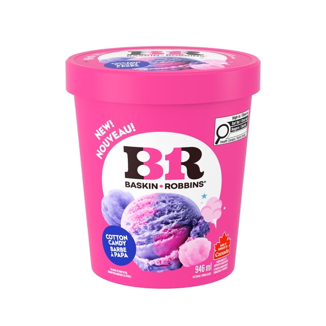 BASKIN ROBBINS Cotton Candy Ice Cream, Prepared in Canada with 100% Canadian Dairy, 946 ml