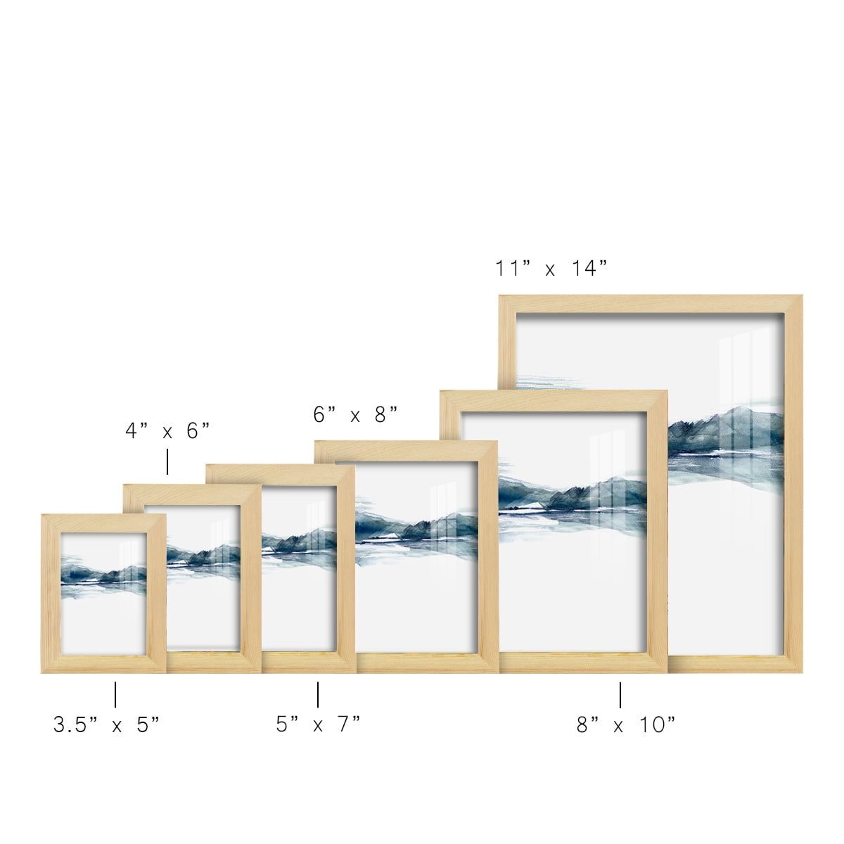 Stark Horizon II - Framed Print w/glass - Natural Wood
