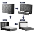 thumbnail image 3 of ZAFLY Murphy Bed with Charging Station, Solid Wood Cabinet Bed with Mattress, Murphy Cube Chest Bed with Storage Drawers - Grey, 3 of 8
