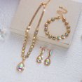 thumbnail image 5 of PISONIC Women Gold-Tone Iridescent Crystal Jewelry Set, Teardrop Necklace Drop Earrings Bracelet 3 Pcs Set, Crystal Bridal Wedding Party Prom Statement Jewelry Gift, 5 of 6