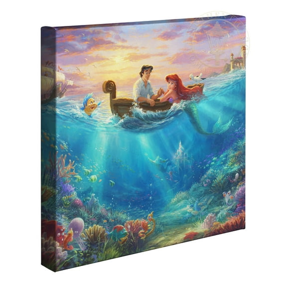 Thomas Kinkade Little Mermaid Falling in Love - 14" x 14" Gallery Wrapped Canvas
