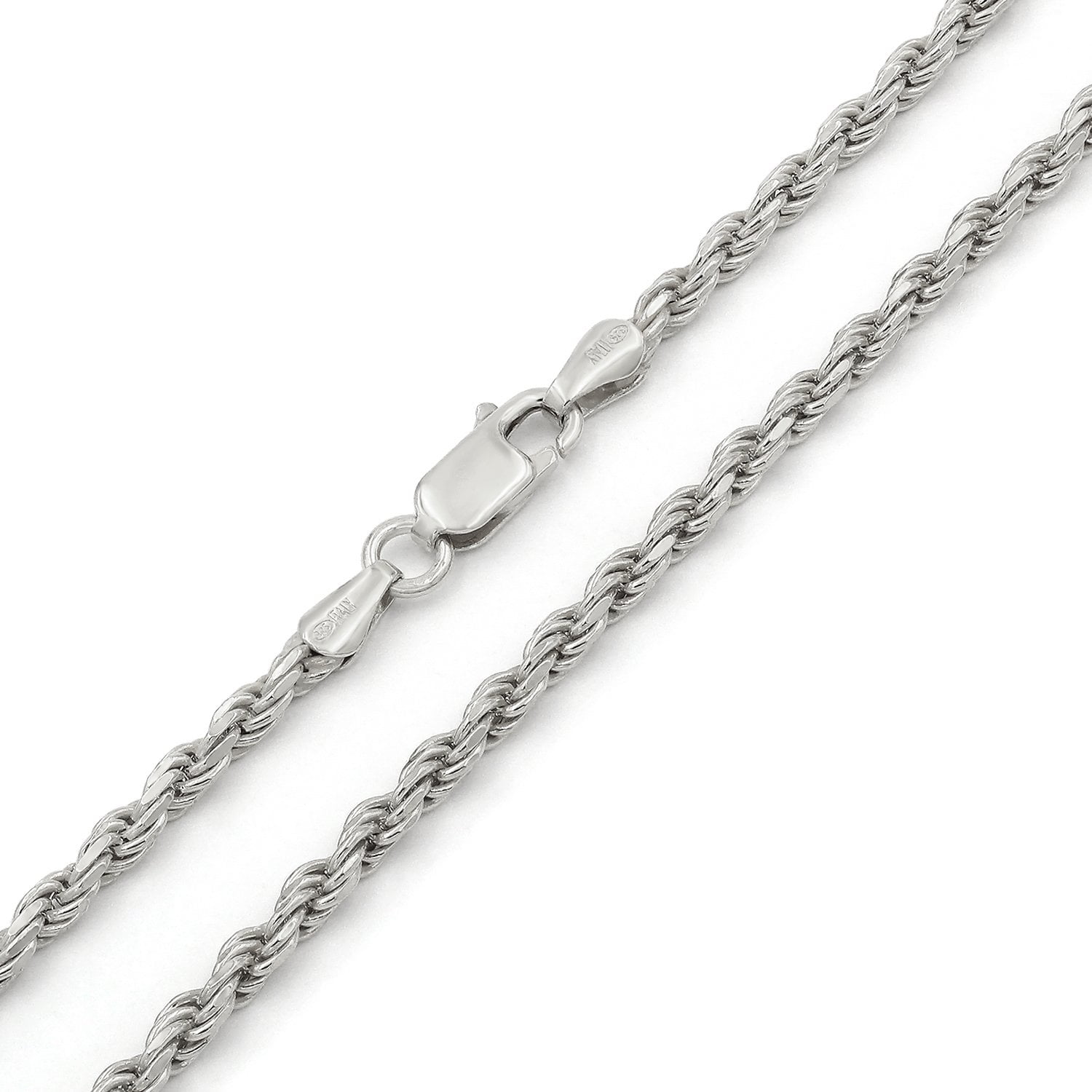 1.2mm Wheat Link Italian Rope Chain Necklace in Solid .925 Italy Sterling Silver
