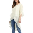 thumbnail image 4 of Women's High Low Tops Scoop Neck Chiffon Blouse Asymmetrical Loose Shirt 3/4 Sleeve Casual Summer Tops S Apricot, 4 of 6