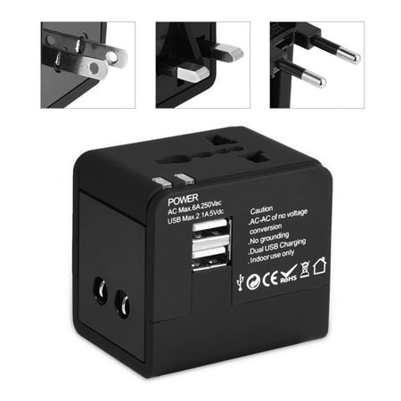 Universal Travel Adapter,Worldwide All in One Power Adapter AC Power Plug Converters Wall Charger with 2 USB Charging Ports Fast Charge AC Socket Adapter for Italy Europe UK AUS (Best Usb Wall Charger Uk)
