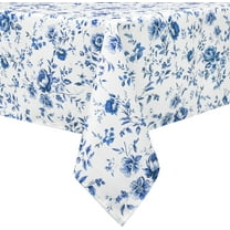 Watercolor Blue Floral Tablecloth Waterproof, Rose Flower Rectangle Table Cloth, Washable Table Cover for Kitchen Dining Party Decor (60×84 Inch)