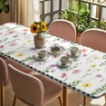 thumbnail image 3 of Spring Floral Table Cloths for 8 Foot Rectangle Tables, Pink Flowers Black White Plaid Pastoral Patio Waterproof Elastic Fitted Tablecloths, Washable Rectangular Table Cover for Camping, 3 of 8