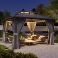 thumbnail image 4 of Clouddwell 12' x 12' Gazebo for Patio, Gazebo Pergola with Sloped Roof, Large Wall-Mounted Heavy Duty Awnings, for Deck, Patio and Backyard,Gray, 4 of 7