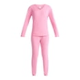 thumbnail image 3 of Lissome Women’s Soft Double Brushed Waffle Knit Long Sleeve V-yoke top and Jogger Pant Pajama Set , Sizes S-3X, 3 of 4