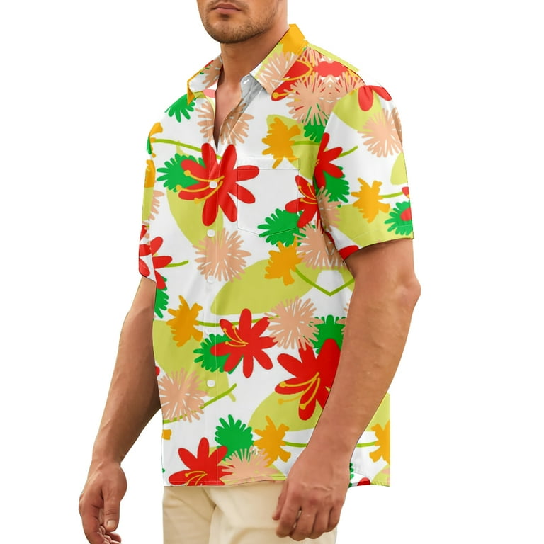 3D Printed Flower Shirt For Men Fashion Short Sleeve High quality Men s Shirt Beach Vacation Clothes Adult 4XL H