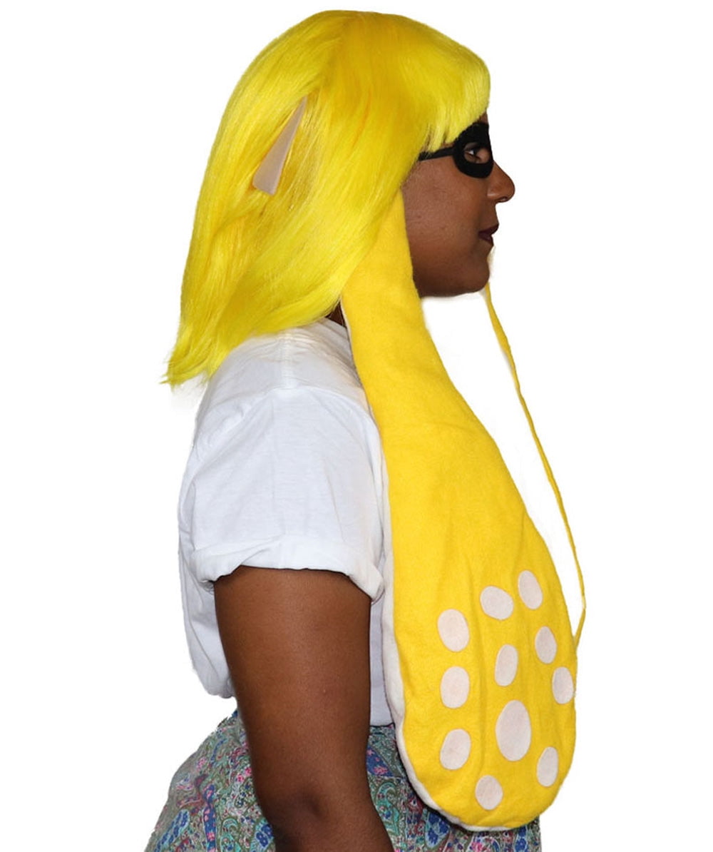 HPO | Women’s Inkling  Wig and Ears with Mask Set | Multiple Colors | Video Game Cosplay Wig | Capless Cap | For Teens and Adults