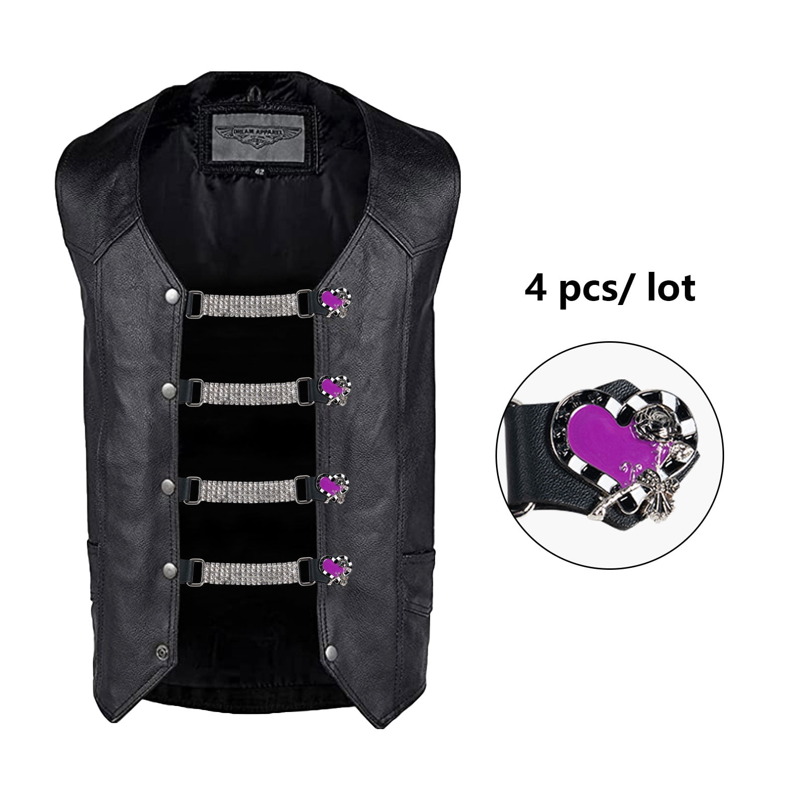 Dream Apparel 4PCS Bling Crystal Motorcycle Vest Extenders Dream Apparel 4PCS Bling Crystal Motorcycle Vest Extenders