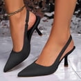 thumbnail image 2 of Slingback Kitten Heels for Women Solid Color Pointed Closed Toe Elastic Band Slides Wedding Prom Party Dress Shoes Pumps Black Size 9, 2 of 7