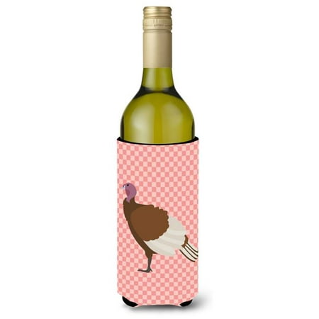 Bourbon Red Turkey Hen Pink Check Wine Bottle Beverge Insulator