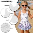 thumbnail image 6 of Xoenoiee Butterfly Lavender Bow Print Toddler Little Girls One Piece Swimsuits Ruffles Bathing Suits Sleeveless Swimwear Crewneck Swim Dress with Ruffle Skirt, Size 3-4 Years, 6 of 7