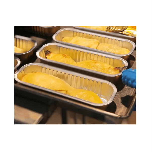 100 Pack Mini Cake Pans with Lids Mini Loaf Baking Pans Aluminum Foil Long Baking Cups Mini Loaf Pans with Lids Covers