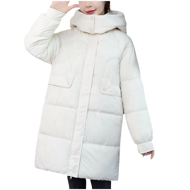 Chaqueta de invierno de algodón para mujer, con capucha, manga larga, informal, con bolsillos laterales y capucha.