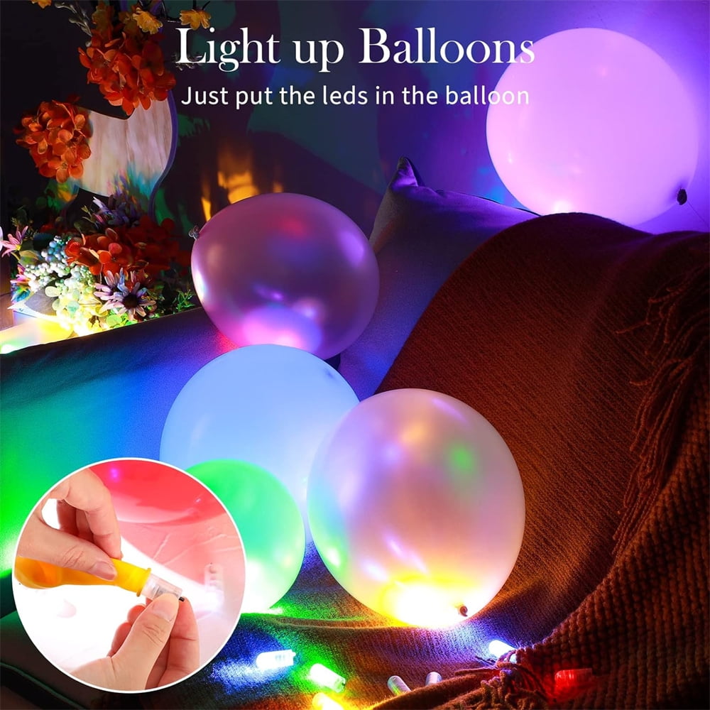 Lot De 30 Mini Lampes LED Pour Ballons - Blanc Chaud - Fonctionnent Avec Piles LR41 - Pour Décoration Fête, Mariage, Noël - 2