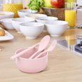 thumbnail image 5 of Honeeladyy 4Pcs Wheat Straw Dinnerware Sets Lightweight Bowl Reusable Dinner Microwave Dishwasher Safe Portable Spoon Chopsticks Fork Dinnerware for Home School Office Picnic Travel, Pink, 5 of 5