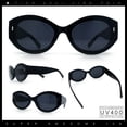 thumbnail image 2 of Womens Mod Fashion Thick Arm Inset Lens Large Oval Plastic Sunglasses All Black, 2 of 8