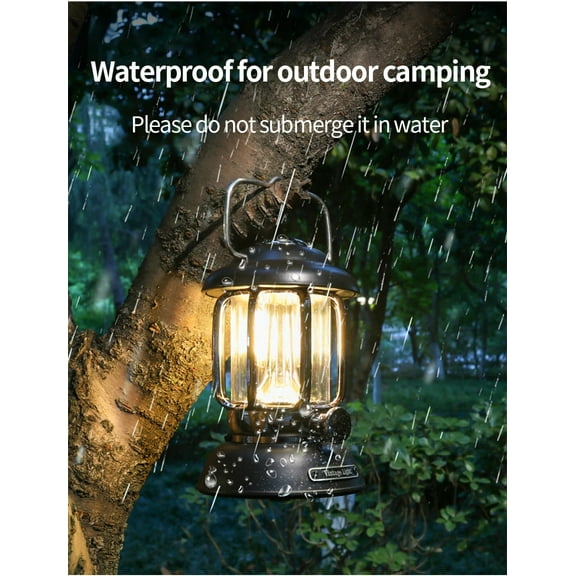 Outdoor Camping Lantern Portable USB Rechargeable Lamp Retro LED Light For Emergency Fishing Hiking Tent Nightlight Waterproof