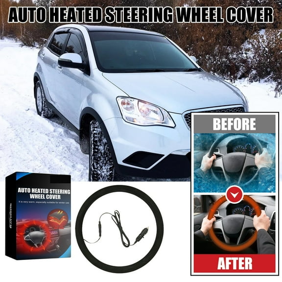 Heated Steering Wheel Cover Universal 12V Auto Warmer Protector for Cars Trucks Winter Driving Comfort
