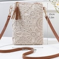 thumbnail image 4 of Small Crossbody Bags for Women, Summer Boho Crossbody Phone Purse, PU Leather Crochet Crossbody Beach Bag, 4 of 14