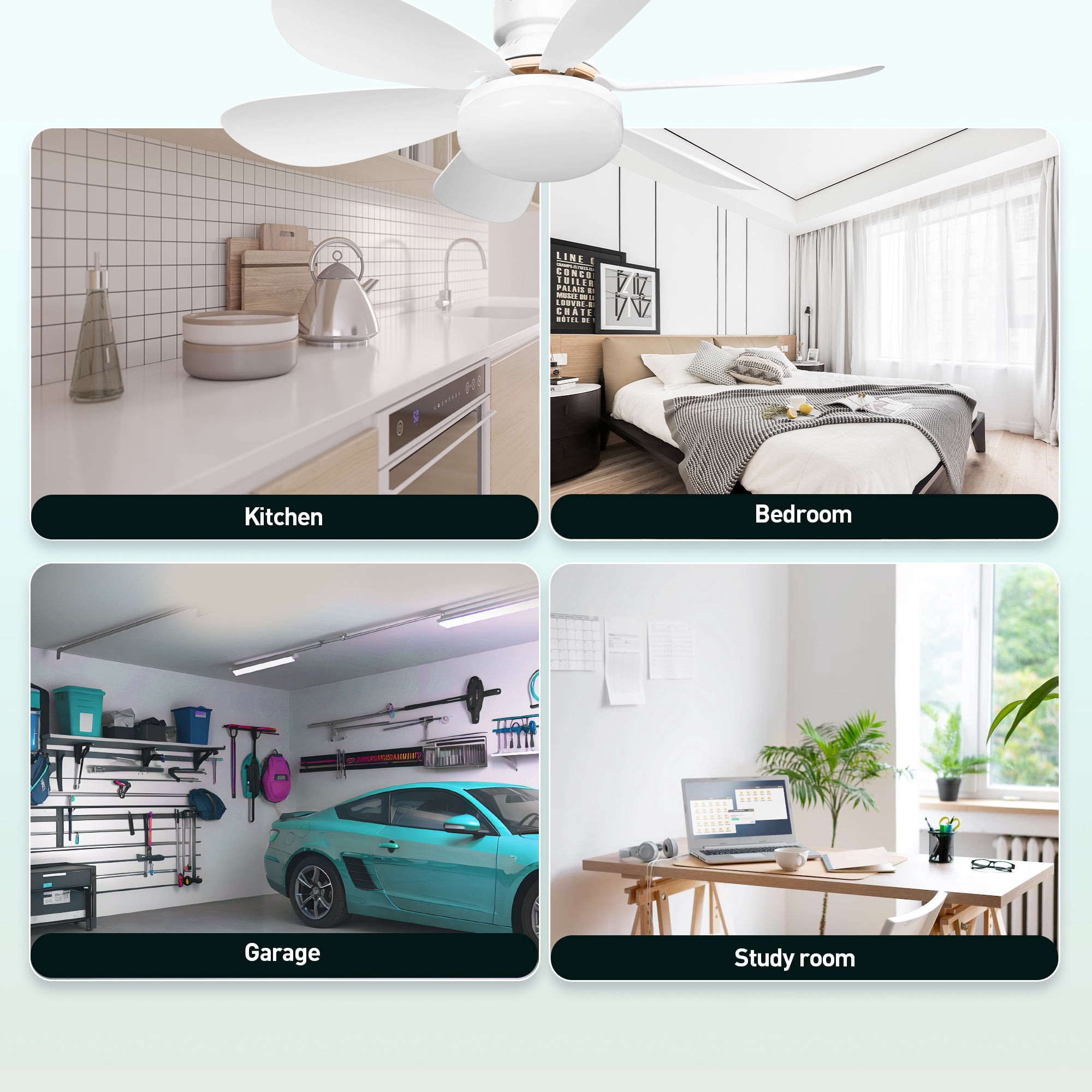 Summit Living 20.5" Acrylic Ceiling Fan with LED Light, Remote Control, 3 Speeds & 3 Color Models, White