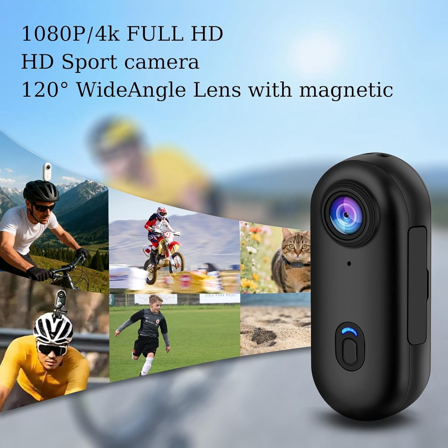 Tapcam Sports Camera, The Tap Cam POV Camera, Hd 1080p/4k Mini Wearable Adventure Action Body Cam, Hands-Free and Long-Lasting with Audio & Video, for Vlogging, Diving, Cycling (Black, 108OP-luxury)