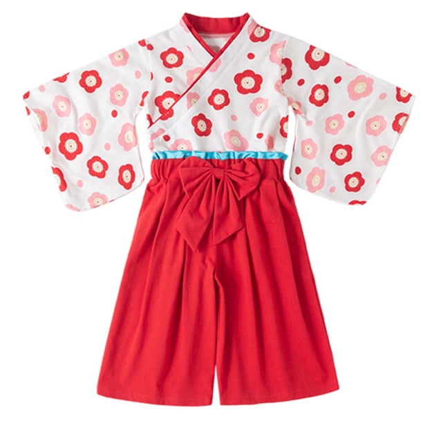 Conjunto térmico Gibobby bebé Niñas primavera verano Floral algodón Estampado Manga corta pantalones cortos Kimono 2-3 años