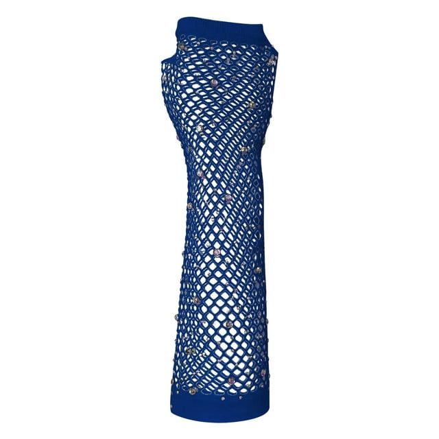 Gants Sans Doigts pour Femmes, Gants Courts en Maille Fête Punk Demi-Doigts en Maille Extensible Gants Diamant Couleur, Accessoires de Mode Automne Hiver