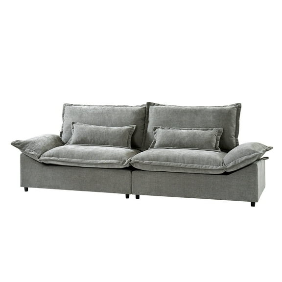 102" Modern 3-Seater Sofa with Storage, Tool-Free Assembly for Living Room Apartment, Light Gray