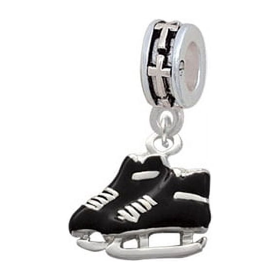 Black Ice Skates - Cross Charm Bead