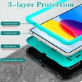 thumbnail image 5 of AVAWO Case for New iPad (A16) 11th Generation 11 Inch 2025 & iPad 10th Generation 10.9" 2022, Heavy Duty Military Grade Shockproof Rugged Protective Cover, Black+Cyan, 5 of 8