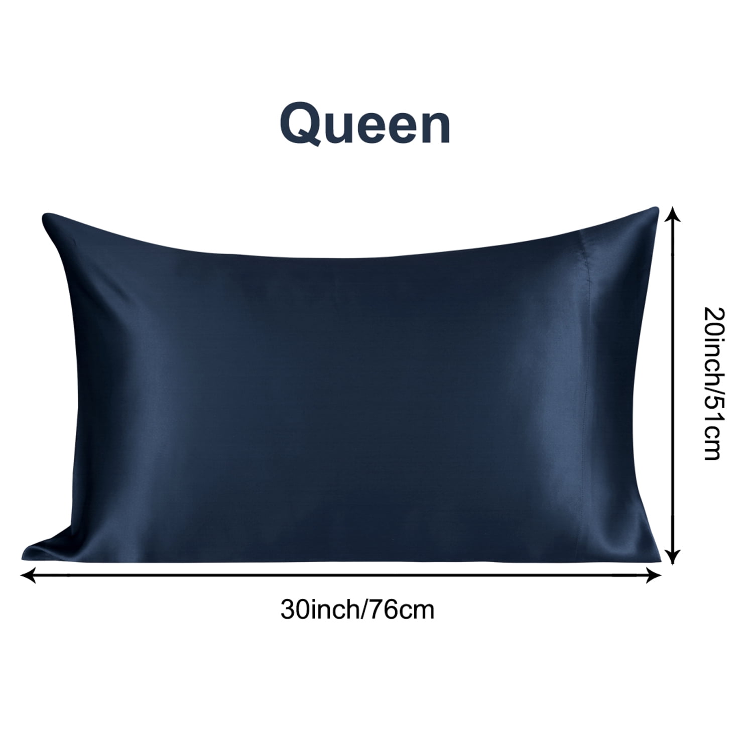 PiccoCasa 19 Momme Pure Silk Pillowcase with Envelope Closure, Queen Navy Blue