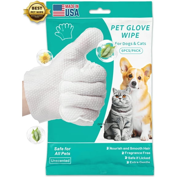 EcoEarth Pet Grooming Wipes for Dogs & Cats, Washing Gloves for Bath Cleaning, 12 Pc