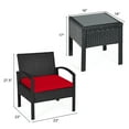 thumbnail image 2 of Patiojoy 3 Pieces Patio Set Outdoor Wicker Rattan Furniture w/ Cushions Red, 2 of 6