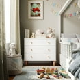 thumbnail image 3 of Buzz & Bloom Small Kids 3-Drawer Wood Dresser Chest for Bedrooms, White/Natural, 3 of 13