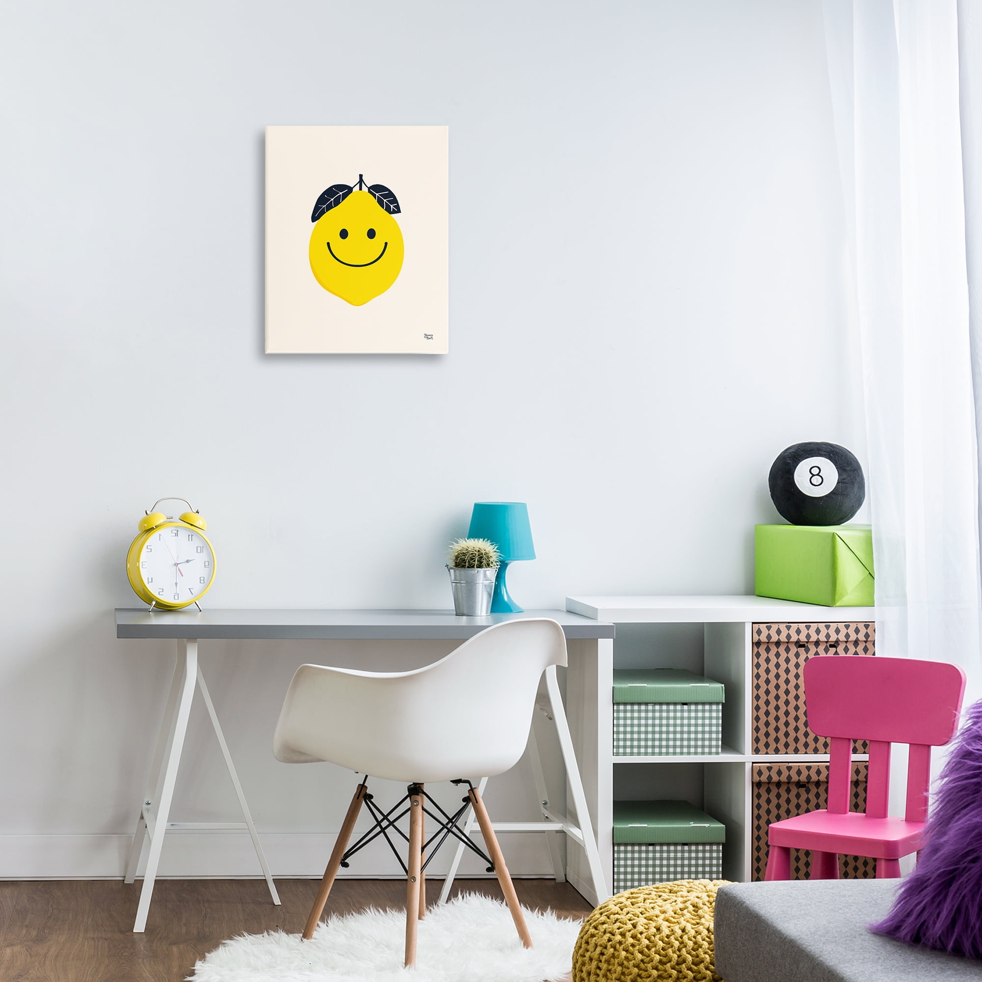 Stupell Industries Happy Lemon Smile Food & Beverage Painting Wrapped Canvas Art Print Wall Art, 16 x 20