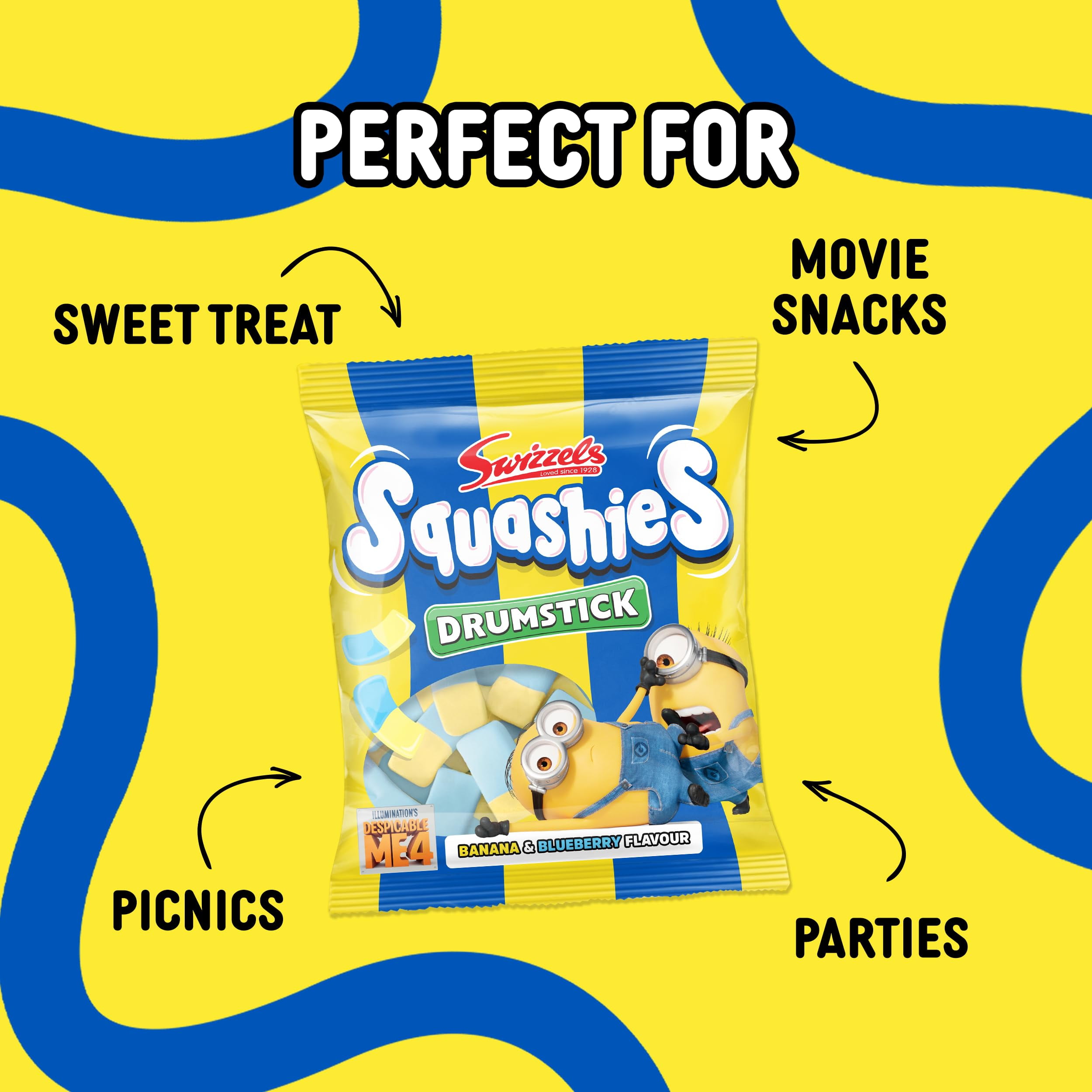 Swizzels Squashies Minion Sweets - Banana & Blueberry Snack