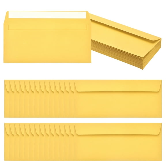Uxcell 60 Pack Lemon Yellow #10 Business Envelopes, Colored Self Seal Letter Size