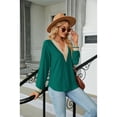 thumbnail image 3 of Anbech Deep V Neck Women Blouse Guipure Lace Shirt Solid Color Splice Trendy Long Sleeve Casual Tops, 3 of 8