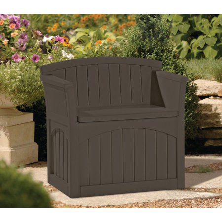 Suncast 31 Gallon Patio Seat Outdoor Storage and Bench Chair, Java ...