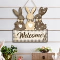 thumbnail image 3 of Yucurem Easter Wreath for Front Door, Happy Easter Eggs Flowers Leaves Wooden Door Hanging Sign for Home Wall Decor Party Outdoor indoor Supply Easter Decoration, 3 of 7