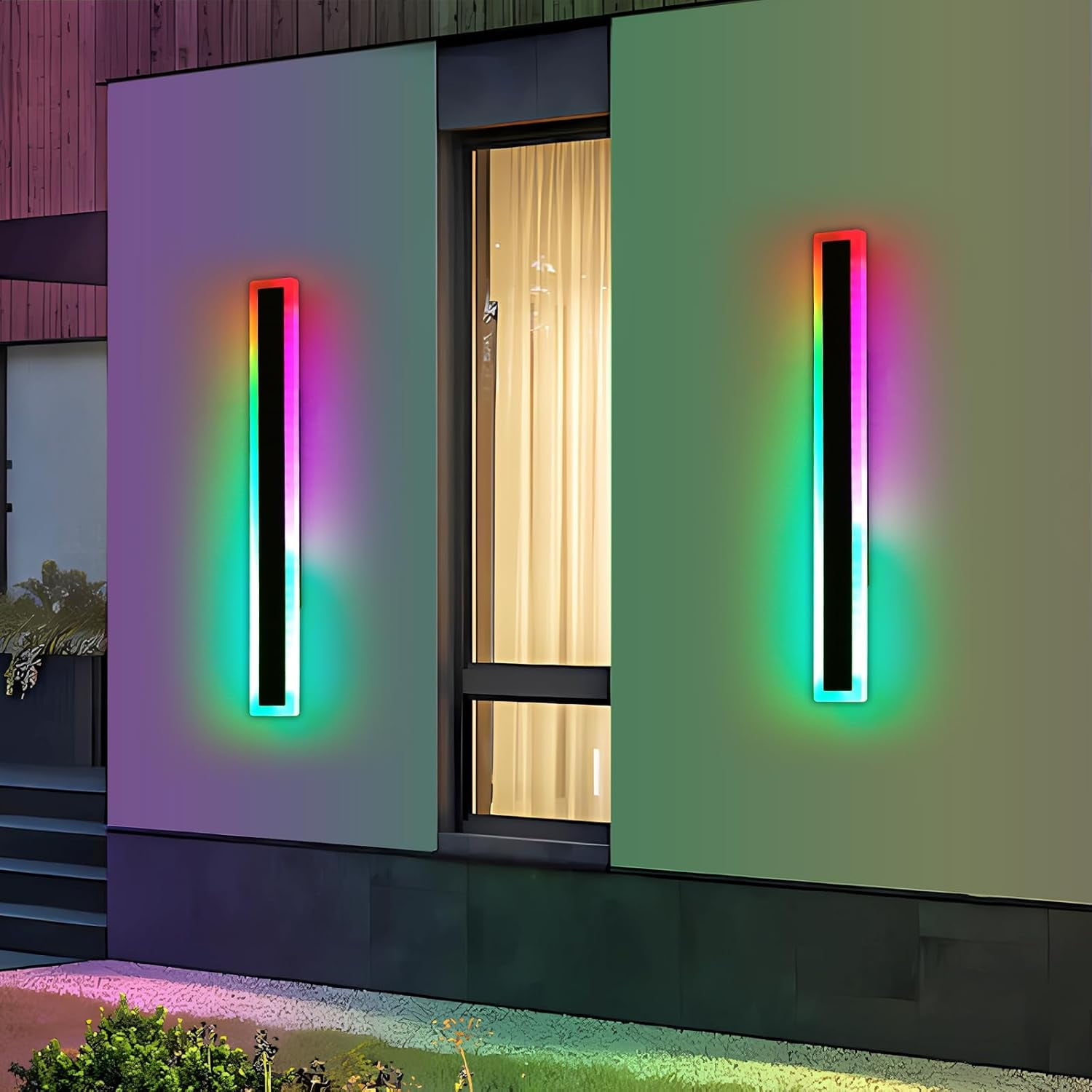 59inch Outdoor Long Wall Light 10 Colour Dimmable RGB Wall Mount Lighting Sconce IP65 Waterproof Simple Acrylic Exterior Wall Lights Fixtures